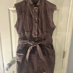 Dear John Chocolate Sleeveless Mini Dress in a Jean Material
